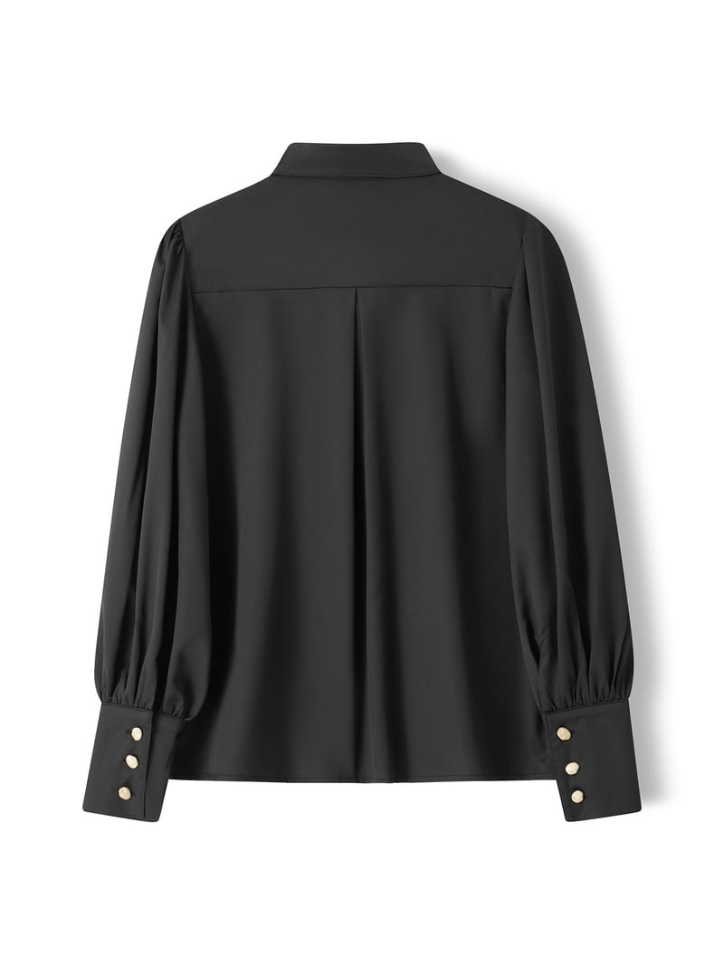 シャツ/ブラウス(長袖/七分) photocopieu BISHOP SLEEVE BLOUSE 36 Women's 100% Silk Bishop Sleeve Blouse