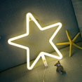 thumbnail image 4 of Letreros de luz de neón de estrella, letreros de pared de neón blanco cálido, decoración artística para el hogar y los niños, 4 of 5