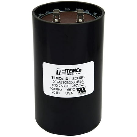 TEMCo 630-750 uF MFD CD60 Start Capacitor 220-250V AC Round | 50/60 Hz