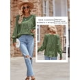 thumbnail image 5 of QAFOPEH Women's Crewneck Puff Long Sleeve Smocked Blouse Solid Color Casual Textured Tops, 5 of 7