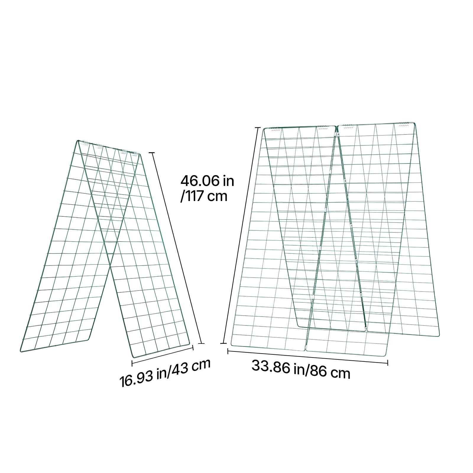KFFKFF Cucumber Trellis 4 Pack, A-Frame Garden Supports for Raised Beds, Durable Metal Coated Plant Frames for Vines, Climbing Vegetables, Peas, Beans, Zucchini, Tomatoes (46.06 x 16.93 in x 4PCS)