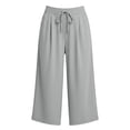 thumbnail image 5 of Bloomae Women's Capri Pants Lightweight Casual Wide Leg Yoga Capris Pants Loose Comfy Elastic High Waist Drawstring Cropped Lounge Sweatpants with Pockets, 5 of 10