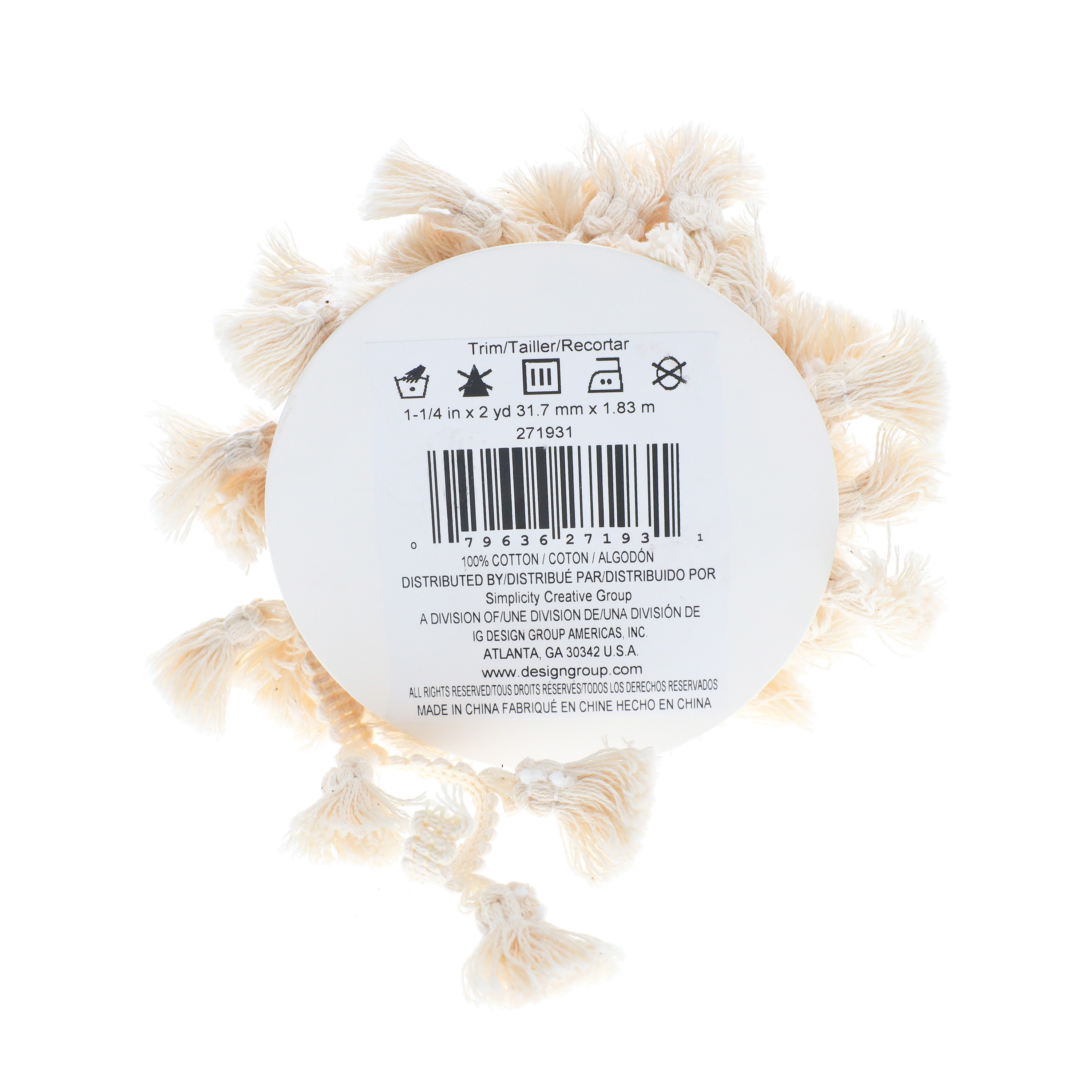 (3 pack) Simplicity Trim, Natural 1 1/4 inch X 3 Yards Mini Tassel Fringe Trim