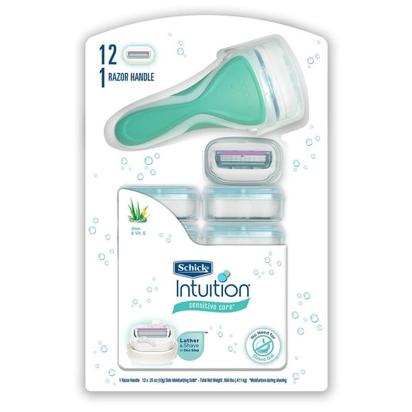 Schick Intuition Sensitive Care Razor Handle + 12 Cartridges