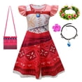 thumbnail image 4 of Moana New Dress Girls Princess Clothes Kids Dress Up Vaiana Necklace Pig Chick Children Carnival Party Summer Costume Set 2-10Y, 4 of 5