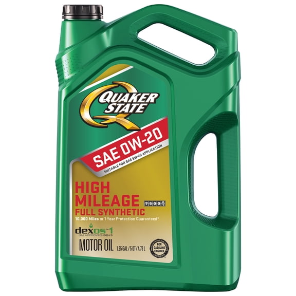 Quaker State Full Synthetic High Mileage 0W-20 Motor Oil, 5 Quart