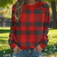 thumbnail image 4 of NTACZA Plus Size Tops for Women Crewneck Plaid Red Sweatshirts Soft Loose Long Sleeve Shirts Casual Shirts for Women M, 4 of 7