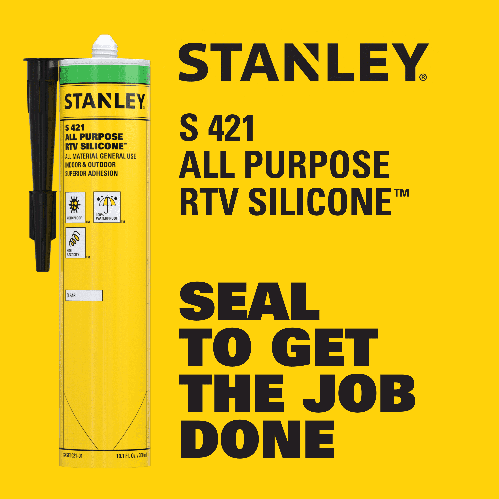 Stanley All Purpose RTV Silicone Sealant (Acetoxy cure),10.1 fl oz-Translucent-12 Pack