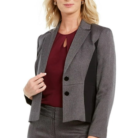Kasper Womens Petites Striped Office Jacket Black 2P