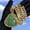 Gold and green pendant with 18inch necklace, variant on Popular heavy-duty diamond-encrusted Buddha pendant necklace, American street style full-diamond chunky Cuban chain, unisex accessory