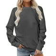 thumbnail image 2 of Jsaierl Womens Sweatshirts Cute Solid Color Sweatshirts Round Neck Fall Pullover Tops 2024 Long Sleeve Blouses Womens Sweatshirts, 2 of 4