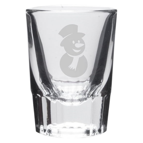 Snowman Deep Etched Crystal Shot Glass