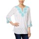 thumbnail image 1 of Blusa tipo túnica bordada Charter Club para mujer blanca grande, 1 of 1