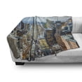 thumbnail image 3 of American Soft Flannel Fleece Blanket, New York City Aerial with Skyscrapers Manhattan Urban Architecture Panorama, Cozy Plush for Indoor and Outdoor Use, 70" x 90", Grey Blue Peach, by Ambesonne, 3 of 6
