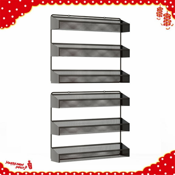 Auledio 2 Pieces 3 tier Over the Door Spice Rack for Kitchen,Bronze