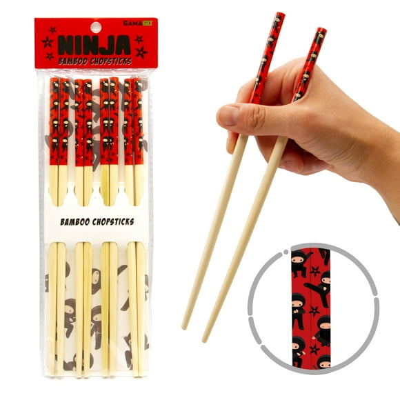 Juego de palillos GAMAGO Ninja 2 Bamboo, 4 pares, 23,5 cm, reutilizables