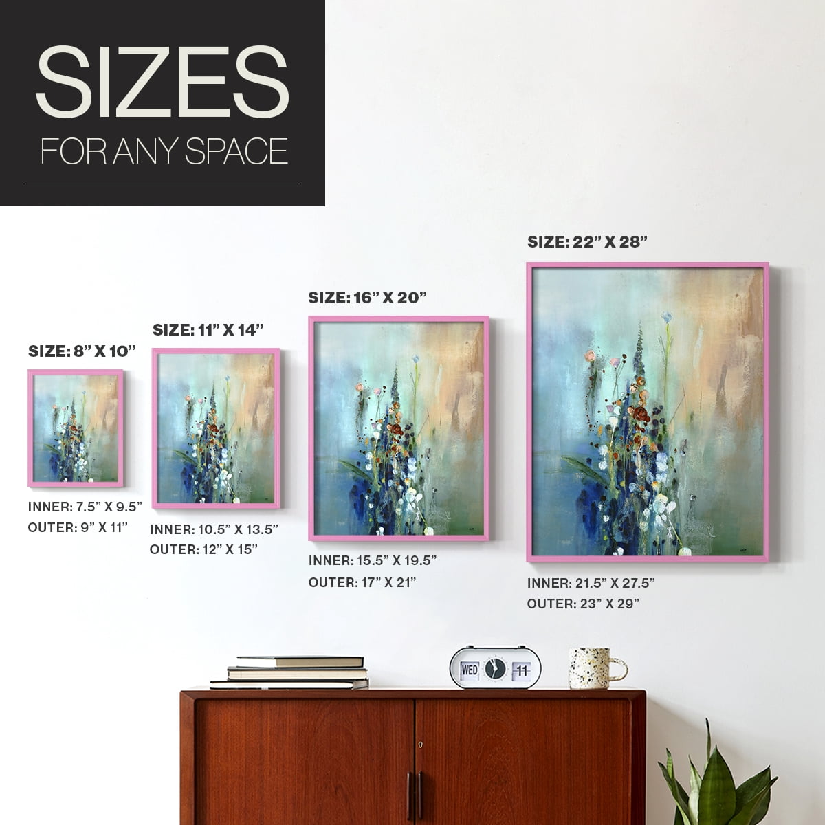 Current Air I Framed Print in Pink Solid Wood Framed Print No Nail Hanging