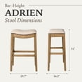 thumbnail image 5 of Open Box Maven Lane Adrien Saddle Bar Stool, Natural, Bar Height (4 Pack), 5 of 6