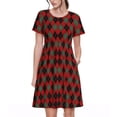 thumbnail image 1 of Easygdp Argyle Plaid para Vestido Transpirable de Mujer, Vestido Suelto de Manga Corta con Pliegues y Bolsillos para el Verano, 1 of 6