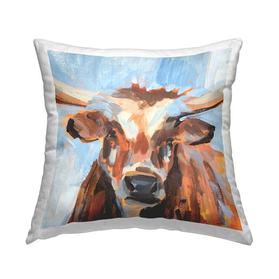 Stupell Industries Abstract Farm Cattle Square Decorative Printed Throw Pillow, 18 x 18