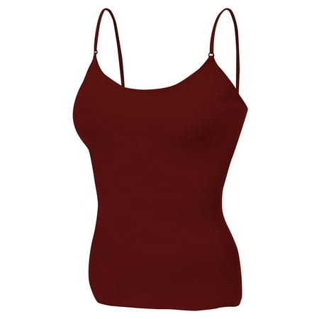 

Essential Basic Women Layering Basic Short Camisole Cami Adjustable Strap Tank Top - Deep Burgundy S