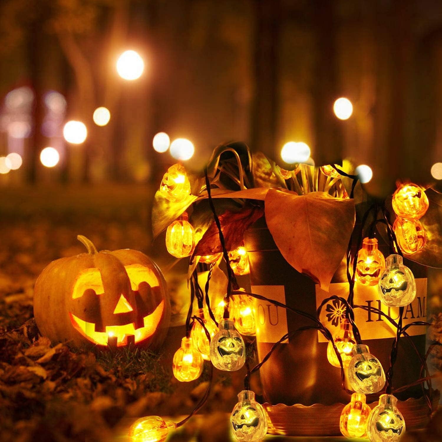 SHANJIA Solar Halloween Lights,5m 20LED Pumpkin String Lights Outdoor Decoration for Garden,Terrace, Courtyard, Halloween and Christmas Decoration (IP65 Waterproof)