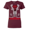 thumbnail image 1 of Shop4Ever Women's Day of the Dead Mariachi Skeleton Costume Graphic T-Shirt Small Maroon, 1 of 5