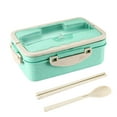 thumbnail image 2 of Lunch Box Food Container, Insulated Bento Box, Plastic Material, 1 Quart Capacity, Sealed Lid, Includes Spoon, for School, Work, Office, Picnics, Green, by FAJHHA, 2 of 8