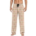 thumbnail image 4 of FAVIPT Mens Plaid Flannel Pajama Pants Straight Leg Casual Loose Loungewear Sleep Bottoms with Pockets Elastic Waist Drawstring Pants for Men Khaki,XXL, 4 of 6