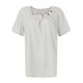 thumbnail image 4 of DENGDENG Summer Tops for Women 2024 Trendy Short Sleeve Fashion Button Square Neck Blouses Cute Petite Tops Shirts Dressy Tunic Tees， Light Gray M, 4 of 7