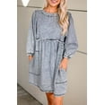 thumbnail image 7 of Women's Beau Blue High Waist Loose Fit Denim Mini Dress, 7 of 7
