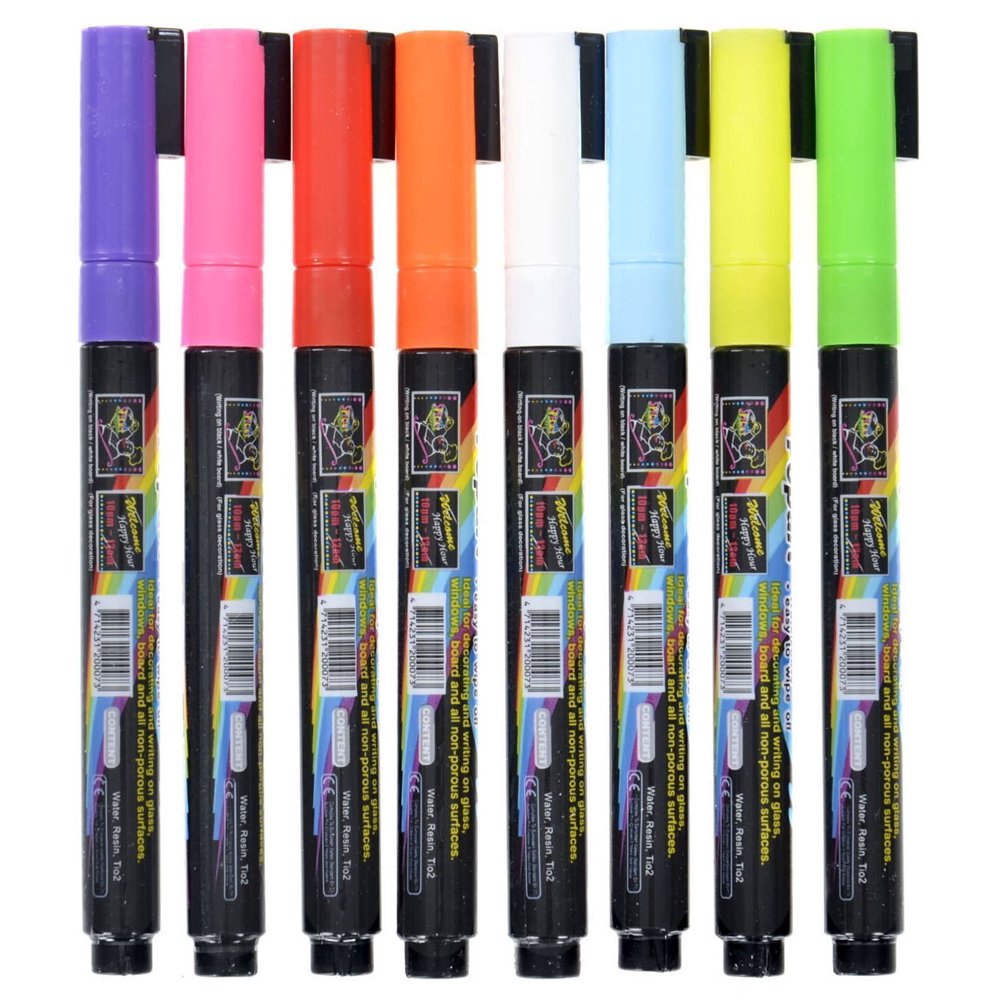 Download FlashingBoards Liquid Chalk (Fluorescent Neon) Marker Pen 8 Color Pack Dry Erase - Walmart.com ...