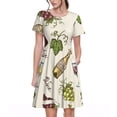 thumbnail image 1 of Disketp Grapes Bbottles Wine para Vestido de Manga Corta para Mujeres, Vestidos de Verano para Mujeres, Casual y Holgado para la Playa, 1 of 6