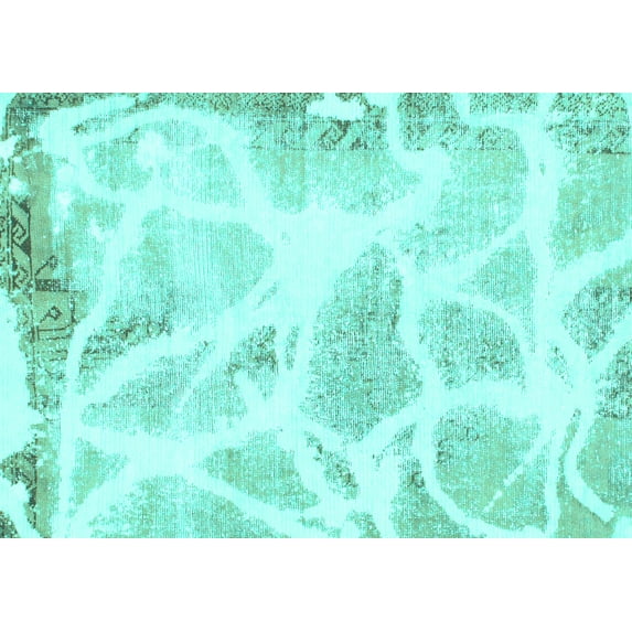Ahgly Company Indoor Rectangle Abstract Turquoise Blue Modern Area Rugs, 7' x 9'
