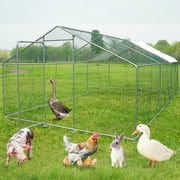 Walcut Metal Chicken Coops 20x10ft Walk in Hen Cage Poultry Run Playpen Ducks Rabbits with Cover