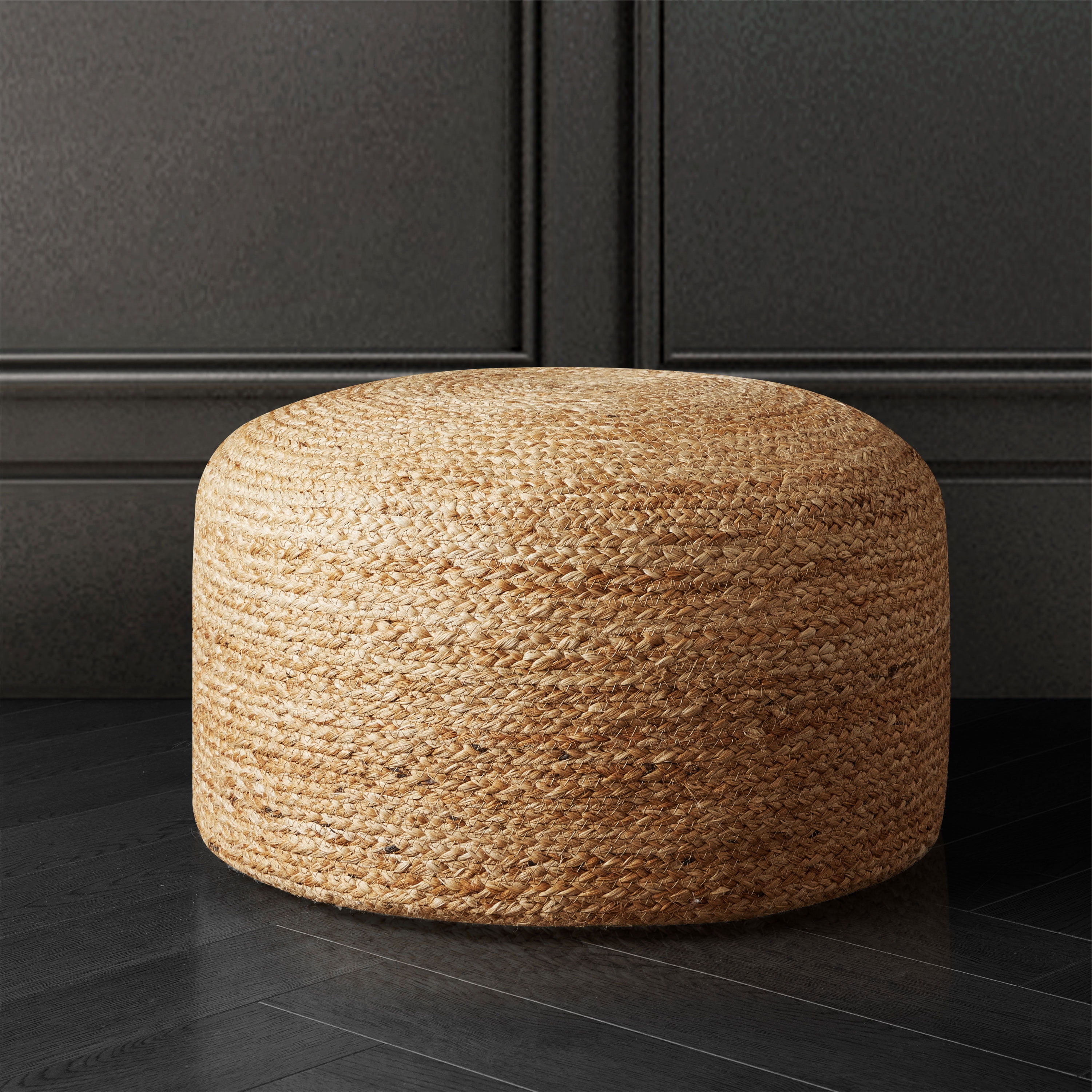 Home Decor Collection Stylehouse 100% Cotton Natural Jute Pouf, 12" H x 20" W