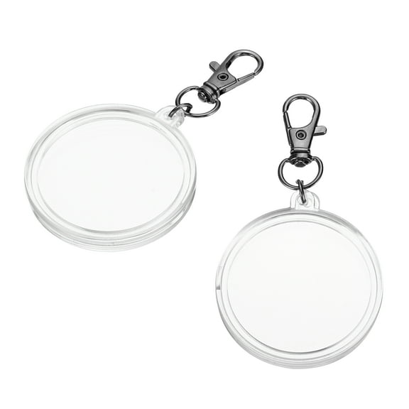 Plastic Coin Holder Keychain, 2Pcs Round Coin Case with Key Ring Buckle Medallion Holder for Coins Jewelry, Dark Silver