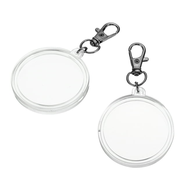 Soporte para monedas de plástico con llavero, 2 piezas de estuche redondo para monedas con hebilla de anillo para monedas y joyas, tono oscuro plateado