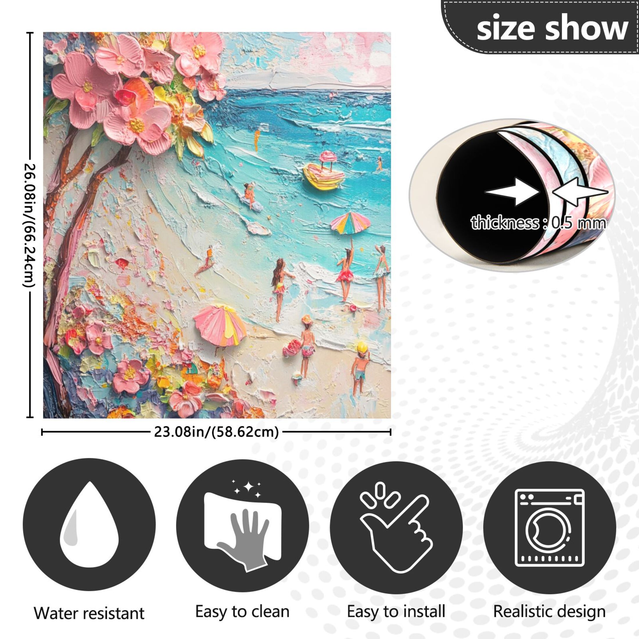 Dishwasher Magnetic Sticker 23x26 Inch Refrigerator Magnetic Sticker Washing Machine Magnetic Sticker Kitchen Panel Magnetic Sticker Home Decor Picturesque Spring Sea