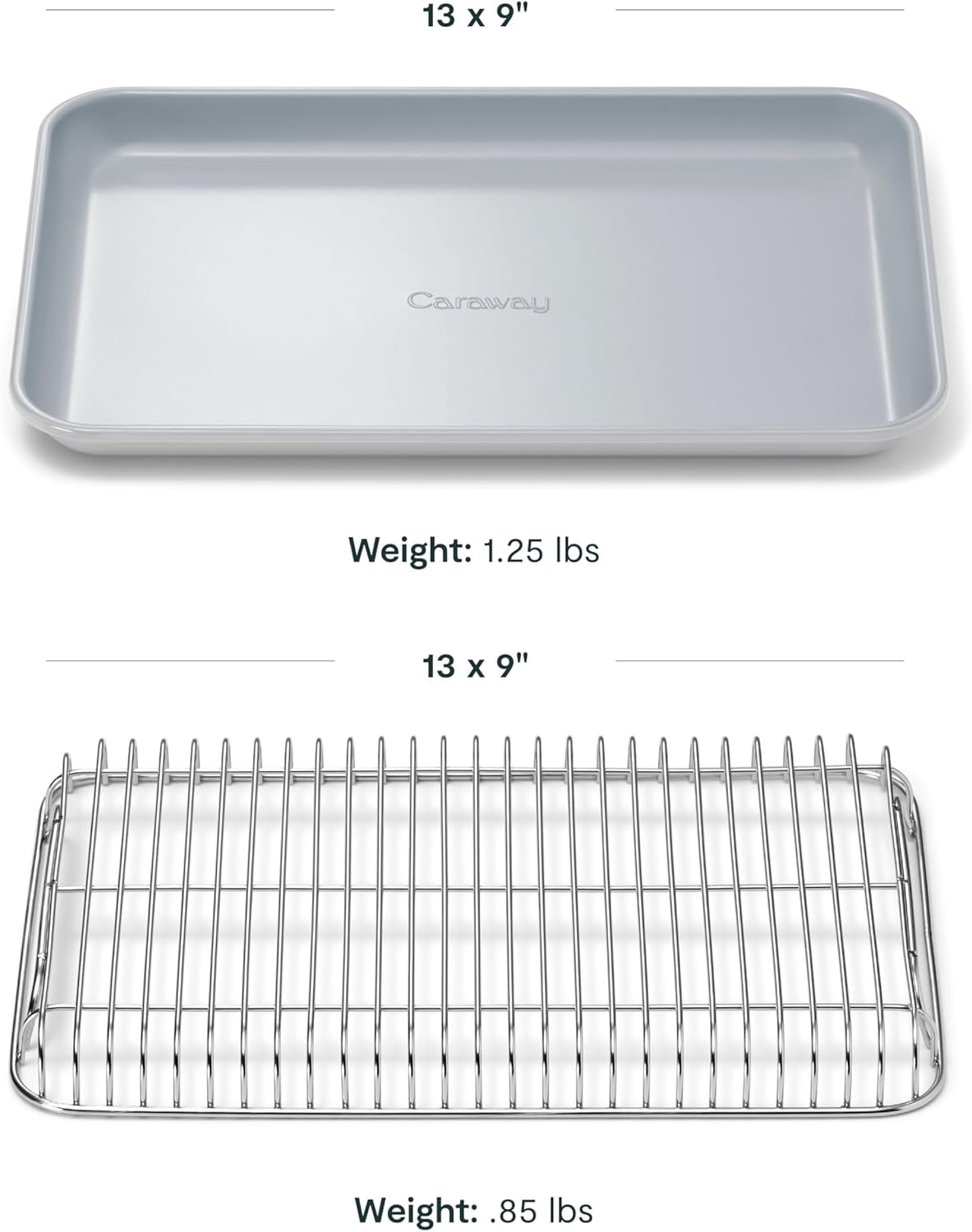 Caraway Non-Stick Ceramic Baking Sheet & Cooling Rack - Ceramic Coated - Perfect for Baking, Roasting, and More - Small (13" x 9") - Gray