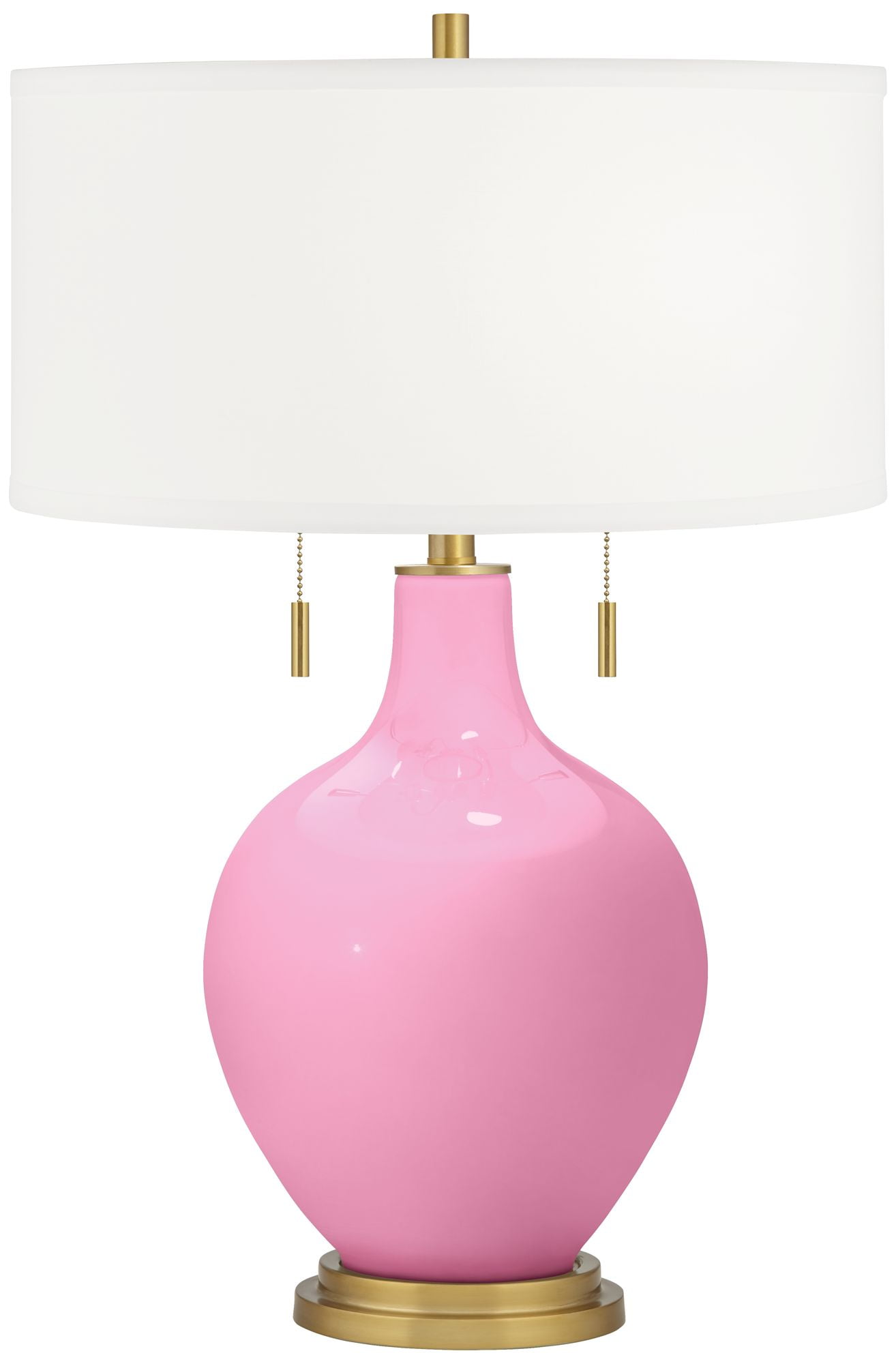 pink and brass table lamp