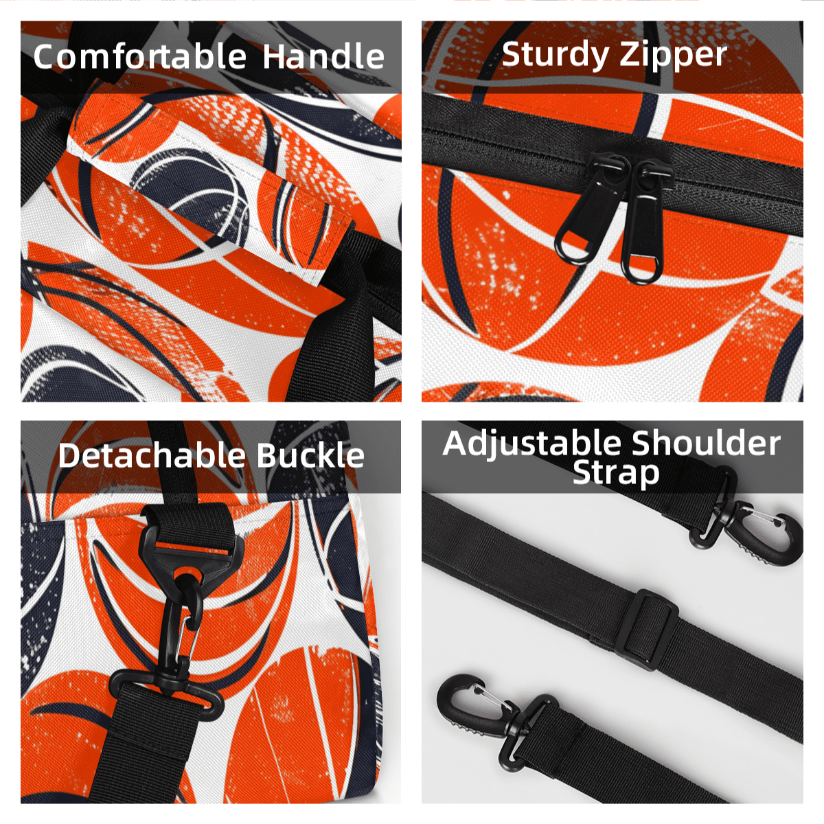 Herdesigns Basketball Duffle Bag for Women & Men, Sports Gym Bag Dance Bag Overnight Bag Carry On Weekender Travel Bag