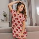 thumbnail image 3 of Easygdp Basset hound dog with paw Camisón de manga corta para mujer, informal, estampado, 3 of 6