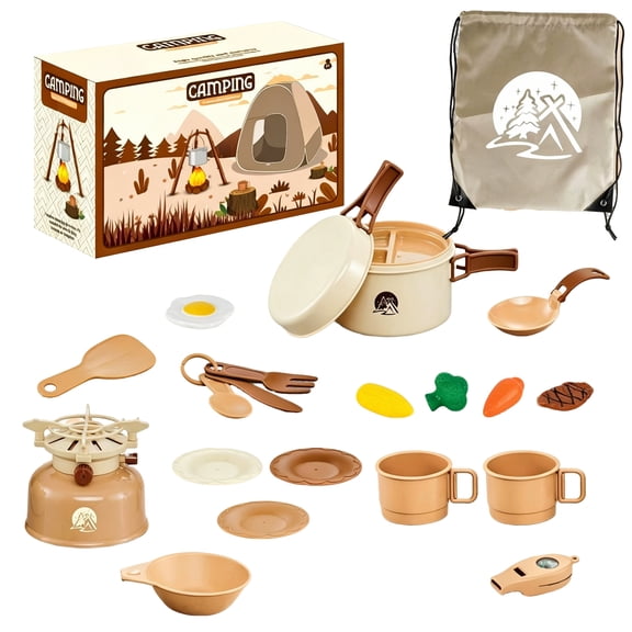 Arcticwind Camping Gear Set with Pop Up Tent 22PCS,Camping Pretend Play Tent,Indoor Outdoor Explore Adventure,Explorers Playhouse,Include Tent/Gas furnace/Small pot