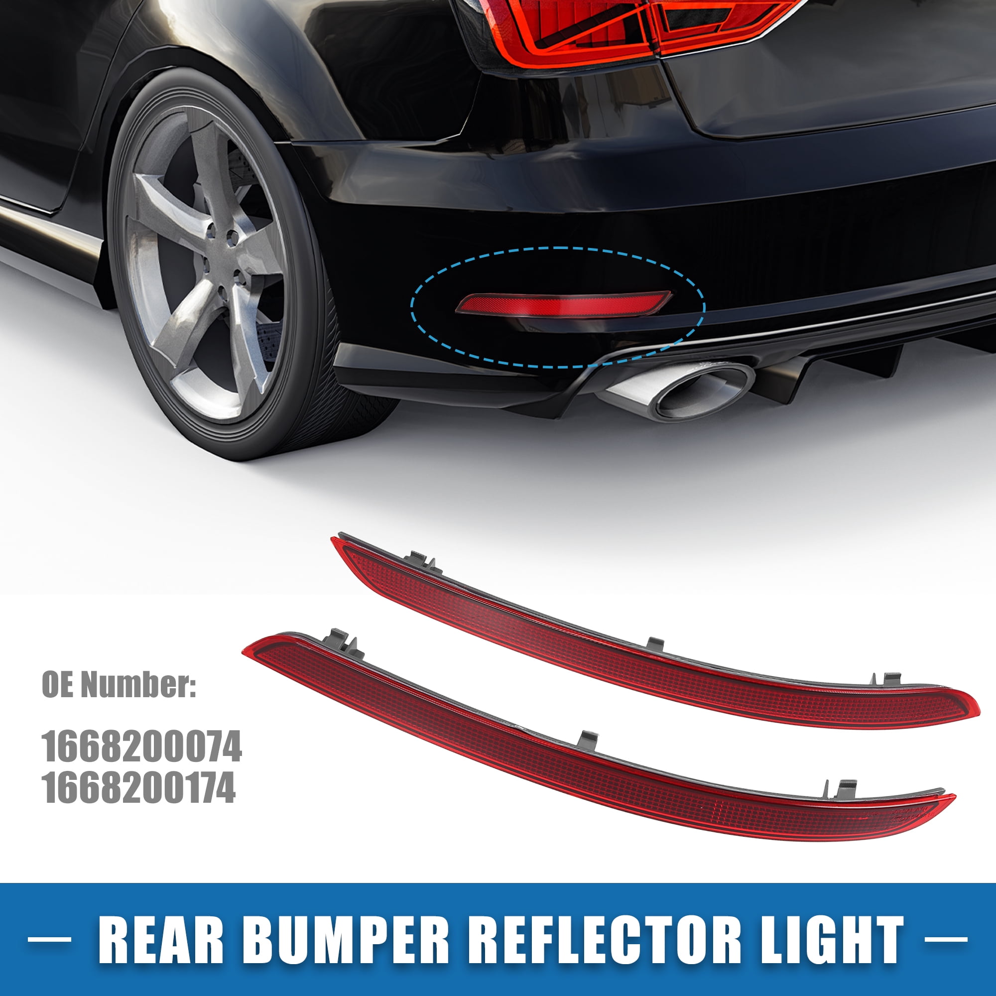 Unique Bargains Rear Bumper Reflector Light for Mercedes Benz W166 ML350 ML400 ML500 ML550
