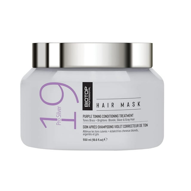 Biotop Professional 19 Pro Silver Hair Mask - Hidrata y elimina los tonos amarillos y cobrizos - Mascarilla hidratante para cabello rubio o decolorado - 18.6 oz