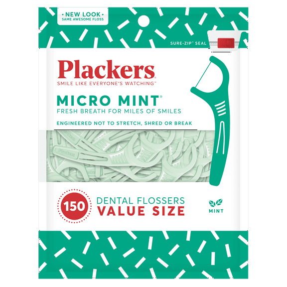 Plackers Micro Mint Dental Floss Picks, 150 Count - 2 Pack