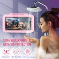 thumbnail image 4 of Shower Phone Holder Waterproof 480° Rotation Shower Phone Case HD Touch Screen Wall Mount up to 6.8inch for iPhone 11 12 Pro XR XS MAX Samsung Galaxy S21,Romantic Pink, 4 of 5