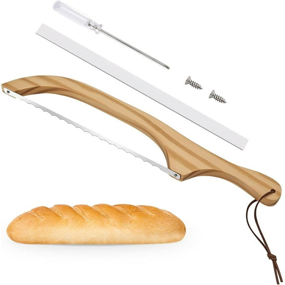 Bread Knife for Homemade Bread,Sourdough bread knife,15.7" Bread slicer for Homemade Bread, Baguettes and More Cuts Thin,Bow Design Easy to Cutting Even Slices