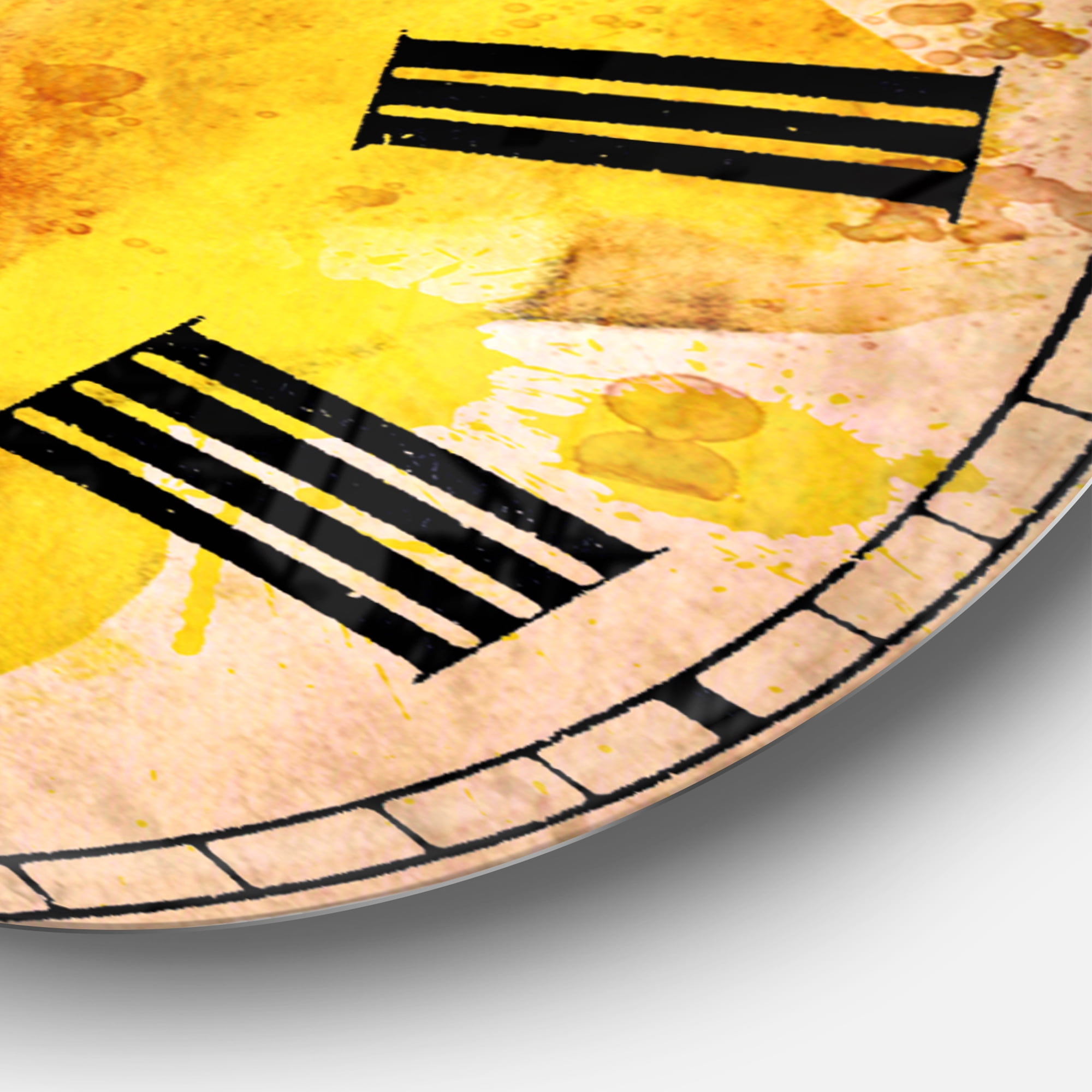 Designart 'Beautiful Rose in Yellow Watercolor' Traditional wall clock